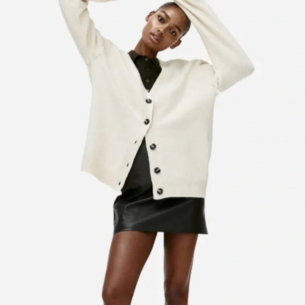 Women's Cream Button-Up Sweater